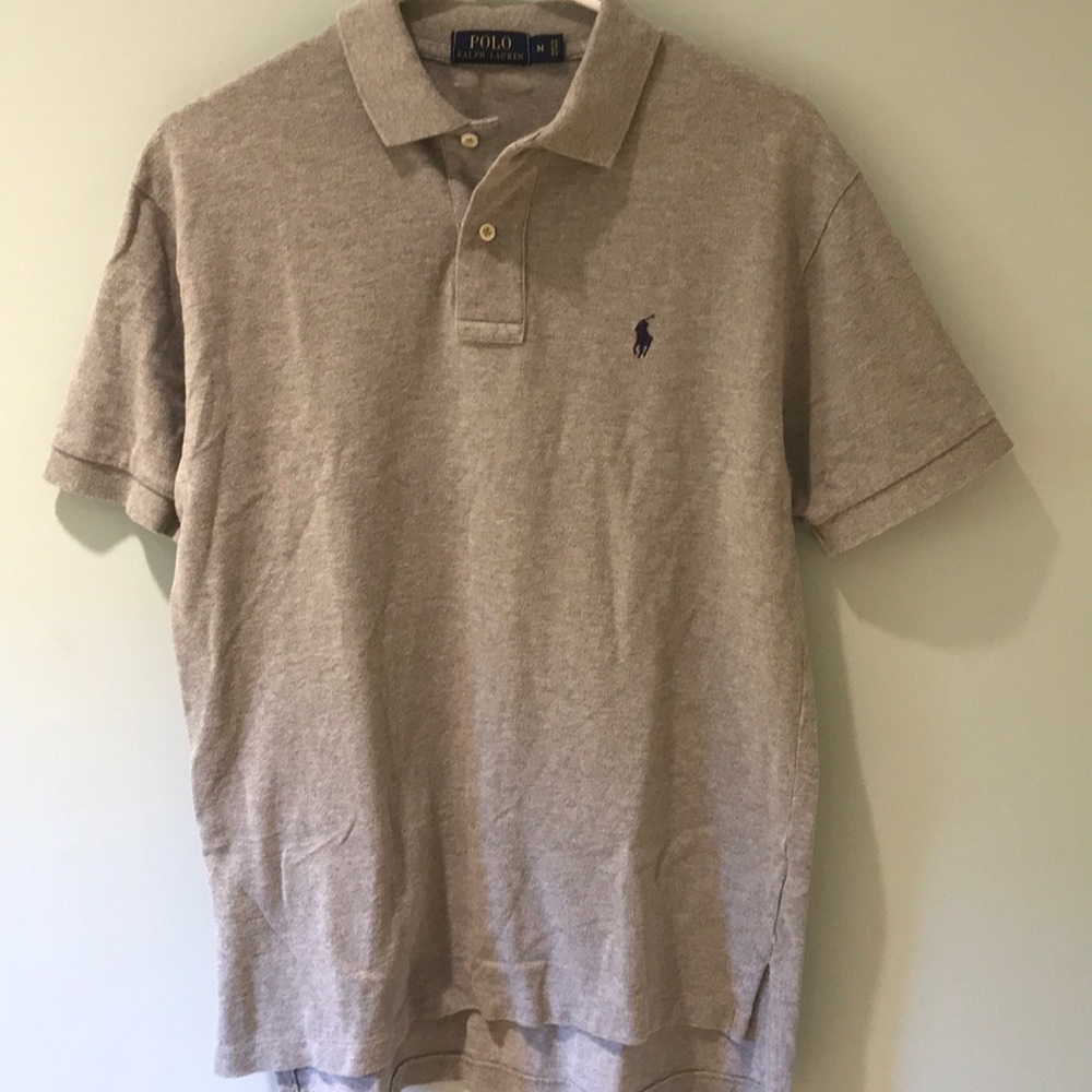 Gray Ralph Lauren Polo shirt w/navy logo worn once